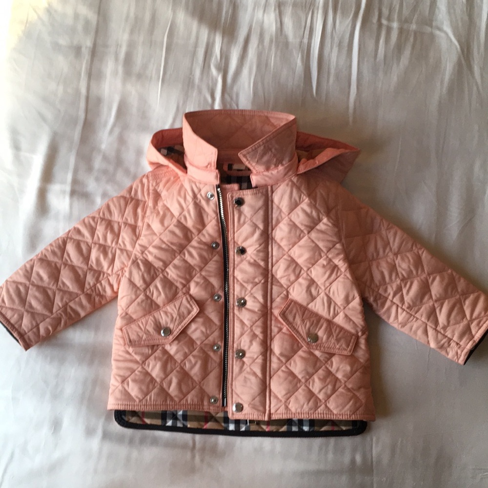 New! Burberry Ilana Baby Girls Pink Quilted Jacket